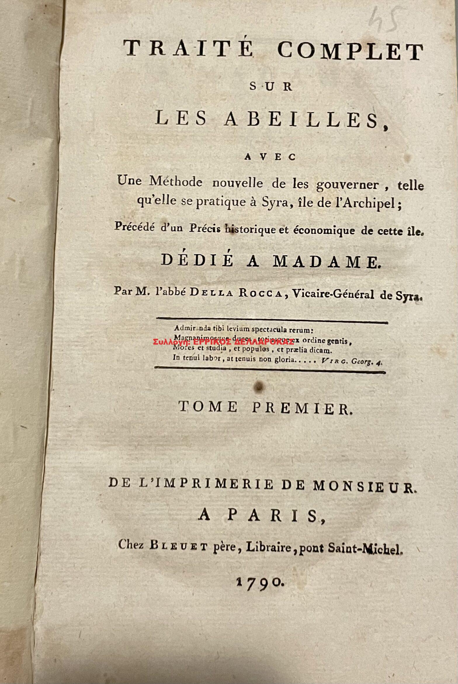 1790 TRAITE COMPLET SUR LES ABEILLES