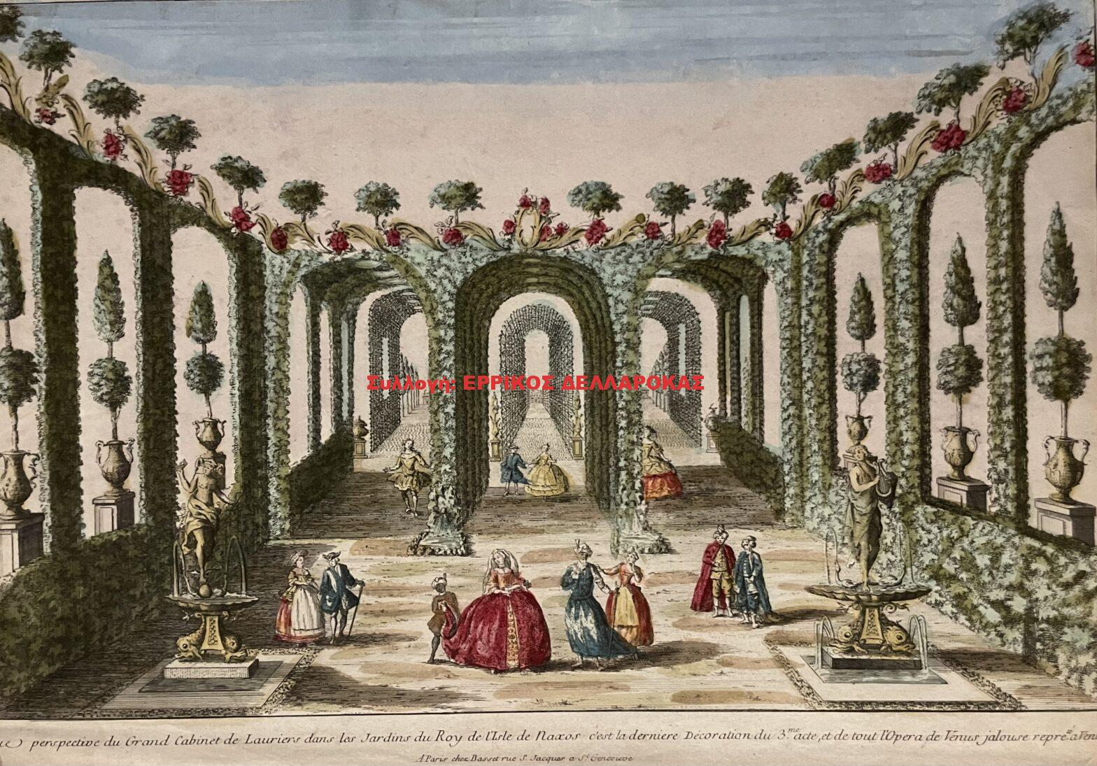 1830 Vue perspective du Grand cabinet de Lauriers dans les jardins du Roy de l’Isle de Naxos