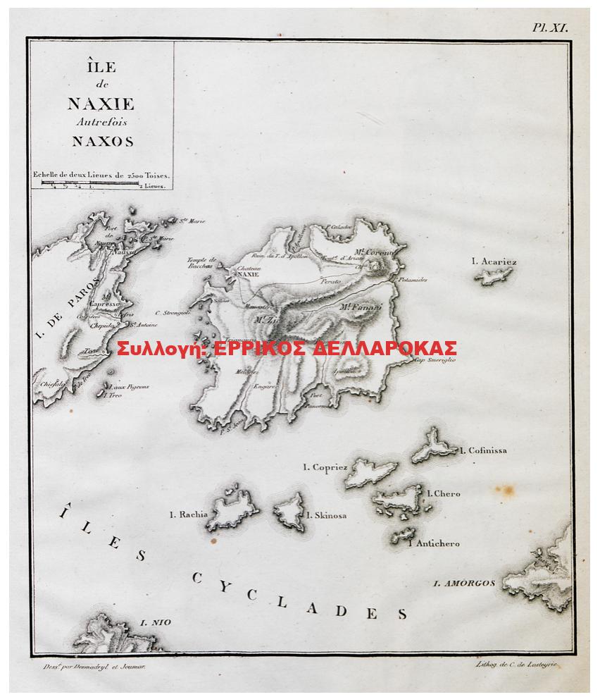 1823 Map of Naxos and surrounding islands
