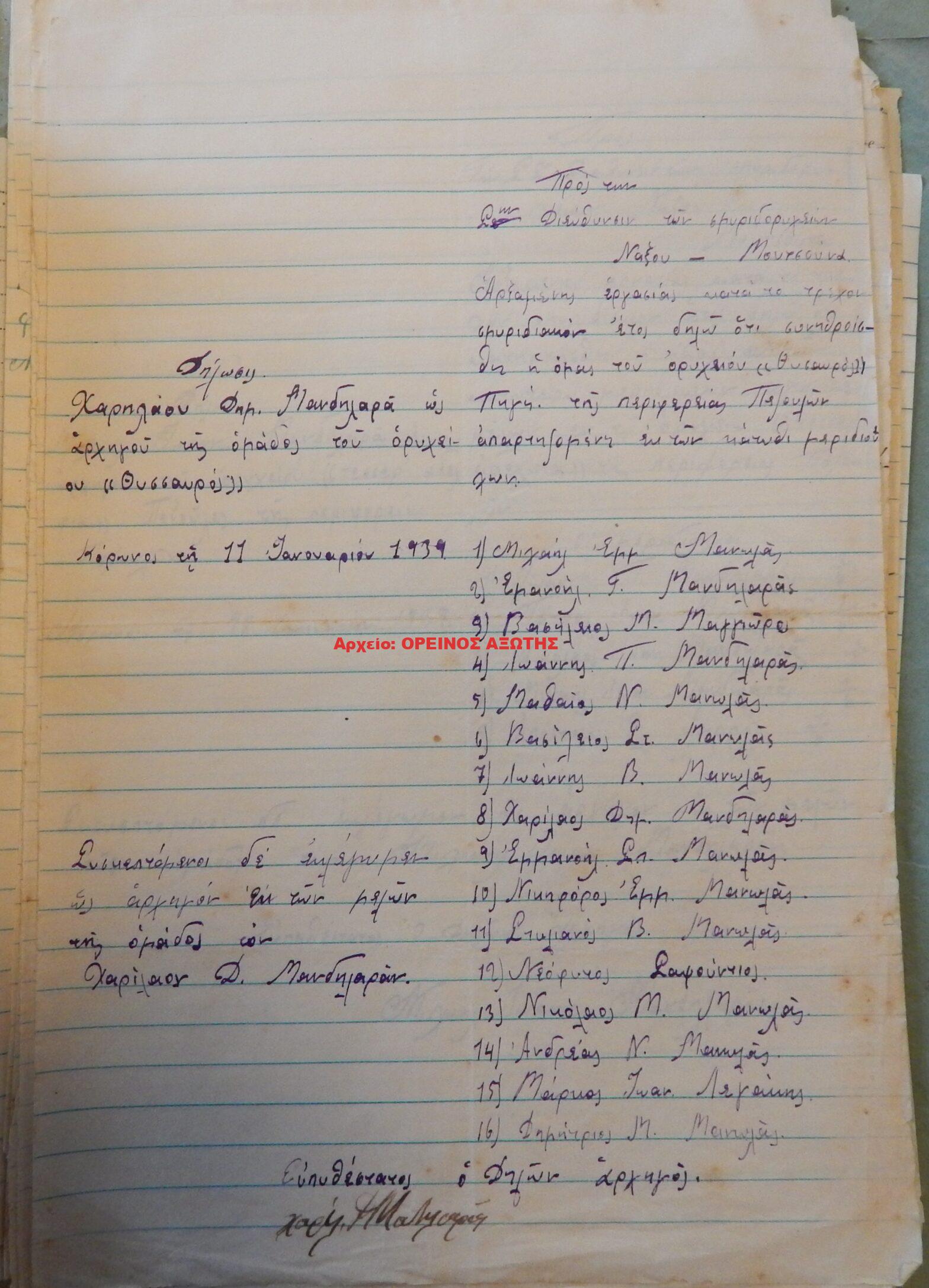 1939 μεριδιούχοι ορυχείου σμύριδας ΘΗΣΑΥΡΟΣ ΠΗΓΗΣ περιφέρειας Κορώνου
