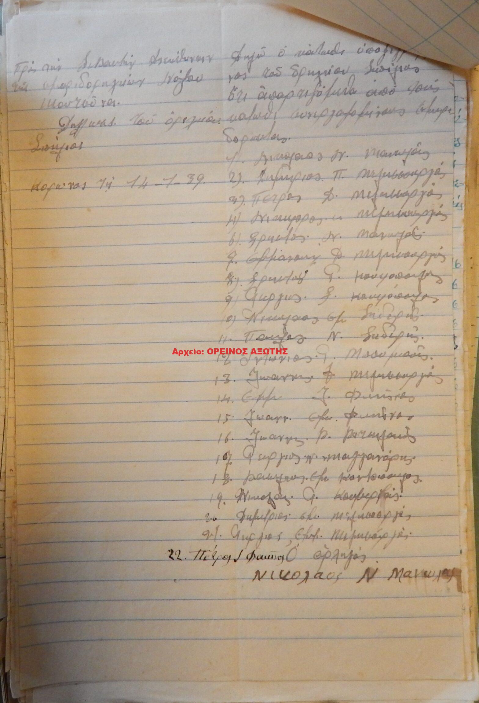 1939 μεριδιούχοι ορυχείου σμύριδας ΣΠΗΛΙΟΣ περιφέρειας Κορώνου